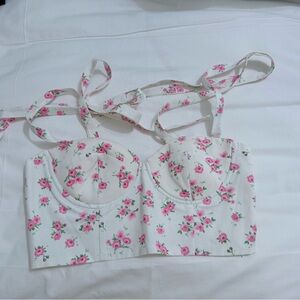 Zara Floral Corset Bustier 
( with tie straps )